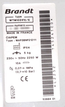comment rparer sa machine  laver le linge Brandt 1