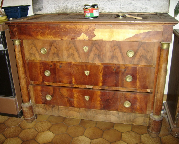 commode en marqueterie placage gondol humidit bois abim